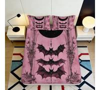 3D Printed Gothic Bat Pattern Fitted Sheet Microfiber Non-Slip Deep Pocket Bedroom Bedding Bat Mattress Fitted Cover Washable Home 140x200x25cm