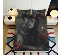3D Printed Gothic Cat Rose Fitted Sheet Microfiber Deep Pocket Non-Slip Bedroom Bedding Gothic Cat Mattress Fitted Cover Washable 140x200x25cm