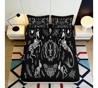 3D Printed Gothic Skeleton Fitted Sheet Microfiber Deep Pocket Non-Slip Bedding Set Gothic Skeleton Mattress Fitted Cover Full Wrap Washable 200x200x25cm