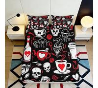 3D Printed Gothic Skull Fitted Sheet, Microfiber, Bed Cover, non-slip, home