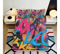 3D Printed Graffiti Art Fitted Sheet Microfiber Soft Breathable Pop Abstract Bed Cover for Bedroom Dorm Mattress Protection Decor 90x200x25cm