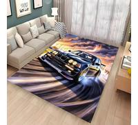 3D Printed Graffiti Car Carpet, Teenager Room Boy Bedroom Bedside Rug, Living Room Flannel Large Carpet, Cool Neon Sports Car Pattern Decorative Non-slip Floor Mat (Color 2,100x120cm)