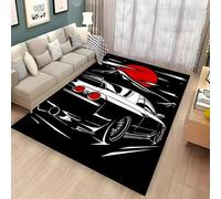 3D Printed Graffiti Car Carpet, Teenager Room Boy Bedroom Bedside Rug, Living Room Flannel Large Carpet, Cool Neon Sports Car Pattern Decorative Non-slip Floor Mat (Color 4,45x120cm)