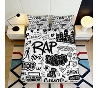 3D Printed Graffiti City Fitted Sheet Microfiber Hip-Hop Rap Mattress Cover for Bedroom Dorm Decor Protection 90x200x25cm