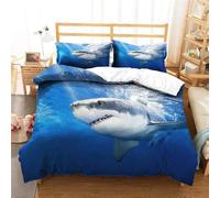 3D Printed Great White Shark Duvet Cover 200x200 3PC Duvet Set with Zipper Closure and 2 Pillowcases 50x75 Ocean Soft Breathable Microfiber Bedding Set 1119-I