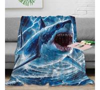 3D Printed Great white shark Warm Blanket Microfiber Warm Thermal Bedding Soft marine predator art Travel Blanket Heartfelt Gift for Wedding Anniversary Newlyweds Couples 70×80inch(180x200cm)
