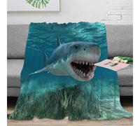 3D Printed GreatSharkSwim Couch Blanket Microfiber Warm Soft Bedding Cosy UnderwaterNatureStyle Living Room Throw Thoughtful Gift for Parents Grandparents Family Members 80×90inch(200x230cm)
