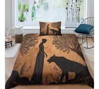 3D Printed Greek Figure Painting Bedding Set with Pillowcase,The Story of The Lion And The Wolf Duvet Cover with Zipper Closure,Soft Microfiber Quilt Cover Single（135x200cm）