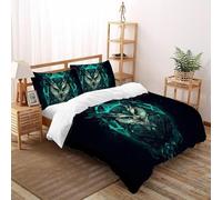 3D Printed Green Owl Quilt Cover Wild Animal Bird Bedding Set 3Pcs Soft Microfiber with Pillowcases,Hidden Zipper for Kid Teens Super King（260x220cm） Modern Home Decor
