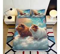 3D Printed Guinea Pig Cloud Fitted Sheet Microfiber Deep Pocket Bed Set for Adults Youth Guinea Pig Mattress Fitted Cover 120x200x25cm
