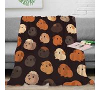 3D Printed Guinea pig faces Cosy Throw Microfiber Ultra Soft Warm Bedding Cartoon animal pattern Nap Blanket for Friends Colleagues Loved Ones 60x80inch(150x200cm)