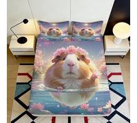 3D Printed Guinea Pig Fitted Sheet, Microfiber Bed Cover, Non-slip, Home
