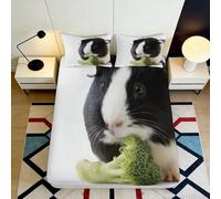 3D Printed Guinea Pig Fitted Sheet Microfiber Deep Pocket Non-Slip Bedding Set Bedroom Cute Guinea Pig Mattress Fitted Cover 180x200x25cm