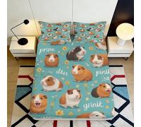 3D Printed Guinea Pig Fitted Sheet Microfiber Deep Pocket Non-Slip Bedroom Bedding Guinea Pig Mattress Fitted Cover Machine Washable 180x200x25cm