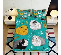 3D Printed Guinea Pig Fitted Sheet Microfiber Deep Pocket Non-Slip Bedroom Bedding Set Guinea Pig Mattress Fitted Cover Washable 180x200x25cm