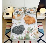 3D Printed Guinea Pig Fitted Sheet Microfiber Deep Pocket Non-Slip for Bedroom Soft Guinea Pig Mattress Fitted Cover Home Bedding 180x200x25cm