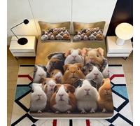 3D Printed Guinea Pig Pattern Fitted Sheet Microfiber Deep Pocket Non-Slip Bedding Set Guinea Pig Mattress Fitted Cover Washable Home Use 180x200x25cm