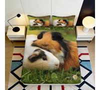 3D Printed Guinea Pig Pattern Fitted Sheet Microfiber Deep Pocket Non-Slip Bedroom Bedding Guinea Pig Mattress Fitted Cover Wrap 120x200x25cm