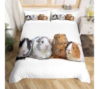 3D Printed Guinea Pig Single Duvet Cover Cute Pets Duvet Sets Soft Breathable Microfibre 3Pcs Bedding 150x200 with Hidden Zipper Closure and 2 Pillowcases 50x75 1670-C