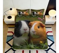 3D Printed Guinea Pig Theme Fitted Sheet Microfiber Deep Pocket Non-Slip Bedroom Bedding Guinea Pig Mattress Fitted Cover 90x200x25cm