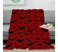 3D Printed Halloween bats Lounge Throw Microfiber Soft Warm Bedding Breathable Black silhouette Living Room Throw Wrinkle Resistant Non Pilling for Couples Families Households 40x50inch(100x130cm)