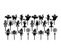 3D Printed Halloween Cupcake Toppers - Set of 24 Black Plastic Picks - Spooky Party Decorations for Kids, Adults, Birthday, Classroom or Haunted Treats - Durable & Reusable (24)