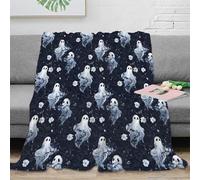 3D Printed Halloween ghosts Lounge Throw Soft Warm Bedding Breathable whimsical spooky pattern Living Room Throw Non Pilling Fade Resistant for Students Gamers Movie Nights 60x80inch(150x200cm)