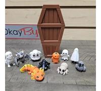 3D Printed Halloween Mystery Coffin Countdown,13 Days of Spooky Minis,Miniature container with coffin,Advent Calendar with Ghost Pumpkin Figures,Gothic Decor Gifts for Families Friends(B)