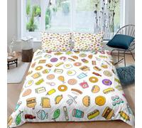 3D Printed Hamburger Duvet Cover Super King Size For Kids Teens Cartoon KitchenwareBedding Set The Ultra-Soft 3 Pieces includes1 Quilt Covers 260x220 and 2 Pillowcases J.3564