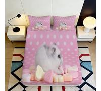 3D Printed Hamster Polka Dot Fitted Sheet Microfiber Deep Pocket Bedroom Bedding Hamster Mattress Fitted Cover Non-Slip Washable 140x200x25cm