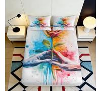 3D Printed Hand Drawn Rose Fitted Sheet Microfiber Deep Pocket Non-Slip Artistic Mattress Fitted Cover Bedroom Bedding 140x200x25cm