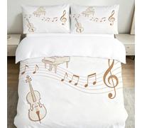 3D Printed Hand-Painted Musical Notes Duvet Cover 140x200 3PC Duvet Set with Zipper Closure and 2 Pillowcases 50x75 Music Style Soft Breathable Microfiber Bedding Set 1381-M