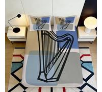 3D Printed Harp Pattern Fitted Sheet, Microfiber Bed Cover, Non-slip Soft