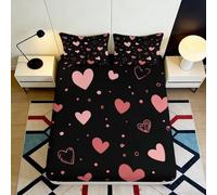 3D Printed Heart Bedroom Bedding Fitted Sheet Microfiber Deep Pocket Non-Slip Heart Mattress Fitted Cover Full Wrap for Adults Youth 180x200x25cm