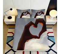 3D Printed heart hand Fitted Sheet, Microfiber soft touch, wrinkle resistant, bed cover for bedroom, guest room bedding decor, easy care, anti-slip, dustproof, modern design, 120x200cm 90x200x25cm