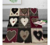 3D Printed Heart patchwork design Warm Blanket Microfiber Soft Cosy Bedding Breathable Rustic quilt art Living Room Throw Anti Static Fade Resistant for Kids Adults Families 70×80inch(180x200cm)