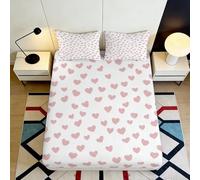 3D Printed Heart Pattern Fitted Sheet Microfiber Deep Pocket, All-Encompassing Heart Mattress Fitted Cover for Adults Teens Bedroom Bedding Washable 120x200x25cm