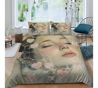 3D Printed heart-shaped bubbles Quilt Cover Breathable Fabric romantic dreamy art Bedding Cover Stain Resistant Shrink Resistant Soft Comfortable Machine Washable for Home Use Single（140x200cm）