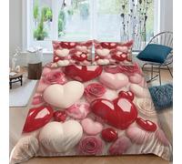 3D Printed Heart-Shaped Flowers Duvet Cover Super King Size For Kids Teens Romantic Couple Theme Bedding Set The Ultra-Soft 3 Pieces includes 1 Quilt Covers 260x220 and 2 Pillowcases K.1644