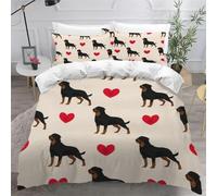 3D Printed Heart-Shaped Puppy Single Duvet Cover Cartoons Duvet Sets Soft Breathable Microfibre 3Pcs Bedding 135x200 with Hidden Zipper Closure and 2 Pillowcases 50x75 3307-D