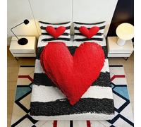 3D Printed Heart Stripe Fitted Sheet Microfiber Deep Pocket Bedroom Bedding Heart Mattress Fitted Cover Non-Slip Elastic Hem for Home 140x200x25cm