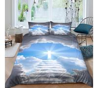 3D Printed Heaven Stairs Duvet Cover, Microfiber Bedding Cover Hidden