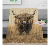 3D Printed Highland Cattle Blanket Fluffy Soft Cozy Super Soft Cozy Fuzzy Warm Throws with Anti-wrinkle/anti-tarnishing Lightweight Kids Boys Girls Christmas Birthday Present Present 80x90inch(200x230