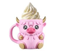 3D Printed Highland Cow Ice Pint Holder with 2 Spoon Antifreeze Handle, Non-Slip Base Fits Ice Cream 16 Oz, Reusable Insulated Sleeve with Spoon Slot, for Yogurt&Frozens Desserts, Ben & Jerry's 473ml