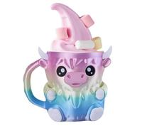 3D Printed Highland Cow Ice Pint Holder with 2 Spoon Antifreeze Handle, Non-Slip Base Fits Ice Cream 16 Oz, Reusable Insulated Sleeve with Spoon Slot, for Yogurt&Frozens Desserts, Ben & Jerry's 473ml
