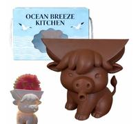 3D Printed Highland Cow Sponge Holder with Drain - Funny Sponge Stand for Scrub Daddy, Kitchen Sink Countertop Sponge Holder Keeps Sponge Dry (Brown)