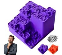 3D Printed Hilbert Curve Marble Run, Endless Looping Fractal Maze with Steel Ball, Fractal Math Desk Toy & Kinetic Art, Fractals Ball Track, Relaxing Stress Relief for Adults Kids (Purple)