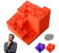 3D Printed Hilbert Curve Marble Run, Fractal Ball Track Desk Toy & Kinetic Art, Endless Looping Fractal Maze, Relaxing Stress Relief Ornament for Adults and Creative Home Decor (Orange)