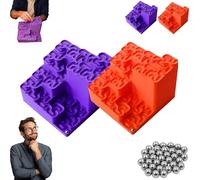 3D Printed Hilbert Curve Marble Run, Fractal Ball Track Kinetic Art, Endless Looping Fractal Maze with Steel Balls, Relaxing Stress Relief for Adults, Creative Home & Office Decor Gift (A+B)