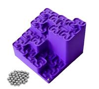 3D Printed Hilbert Curve Marble Run, Fractal Ball Track Kinetic Art, Endless Looping Marble Maze with Steel Balls, Mathematical Desk Toy for Stress Relief, Creative Home Office Gift (purple)